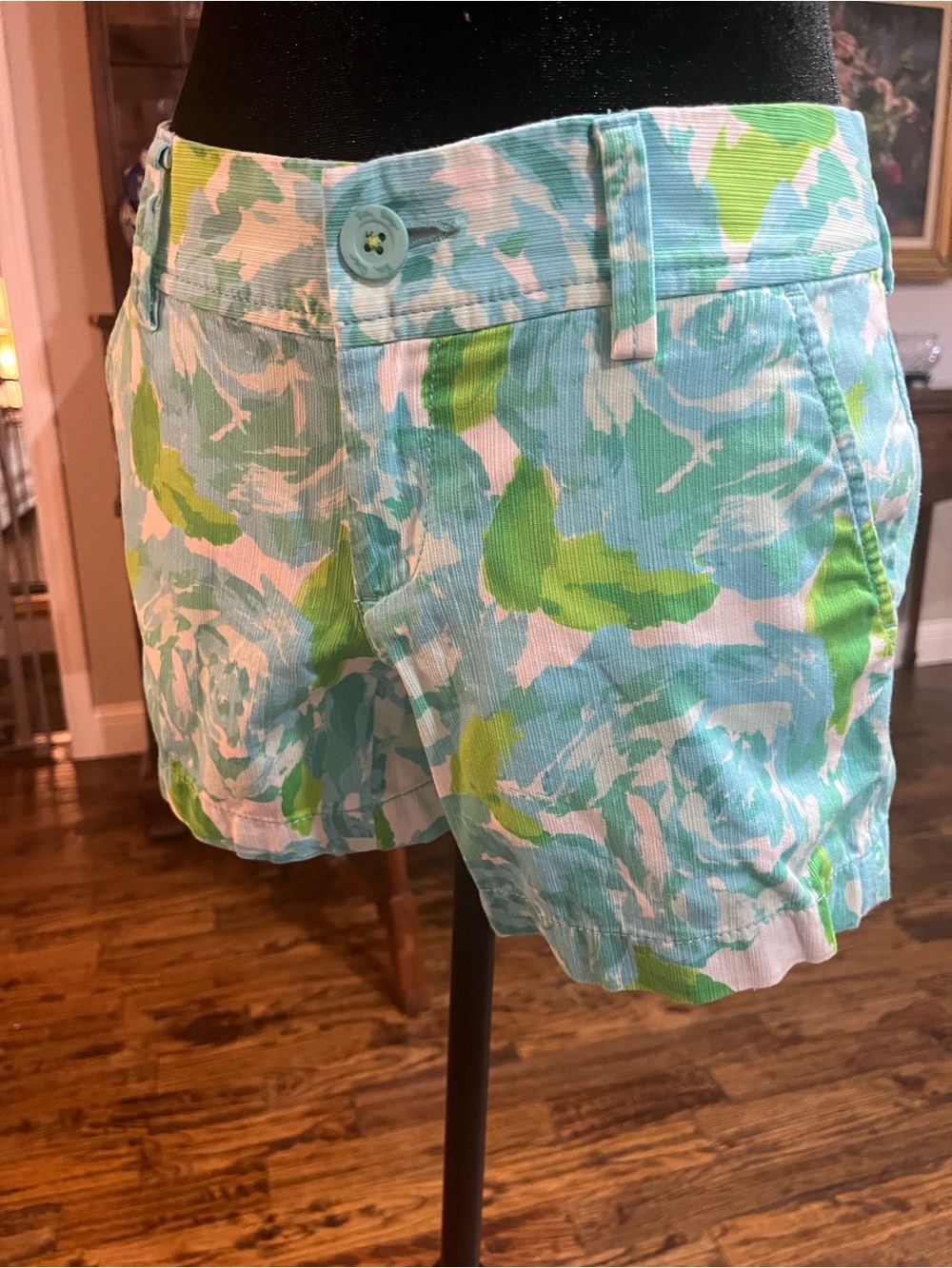 Callahan Aqua, Lime & White Floral High Waist Shorts